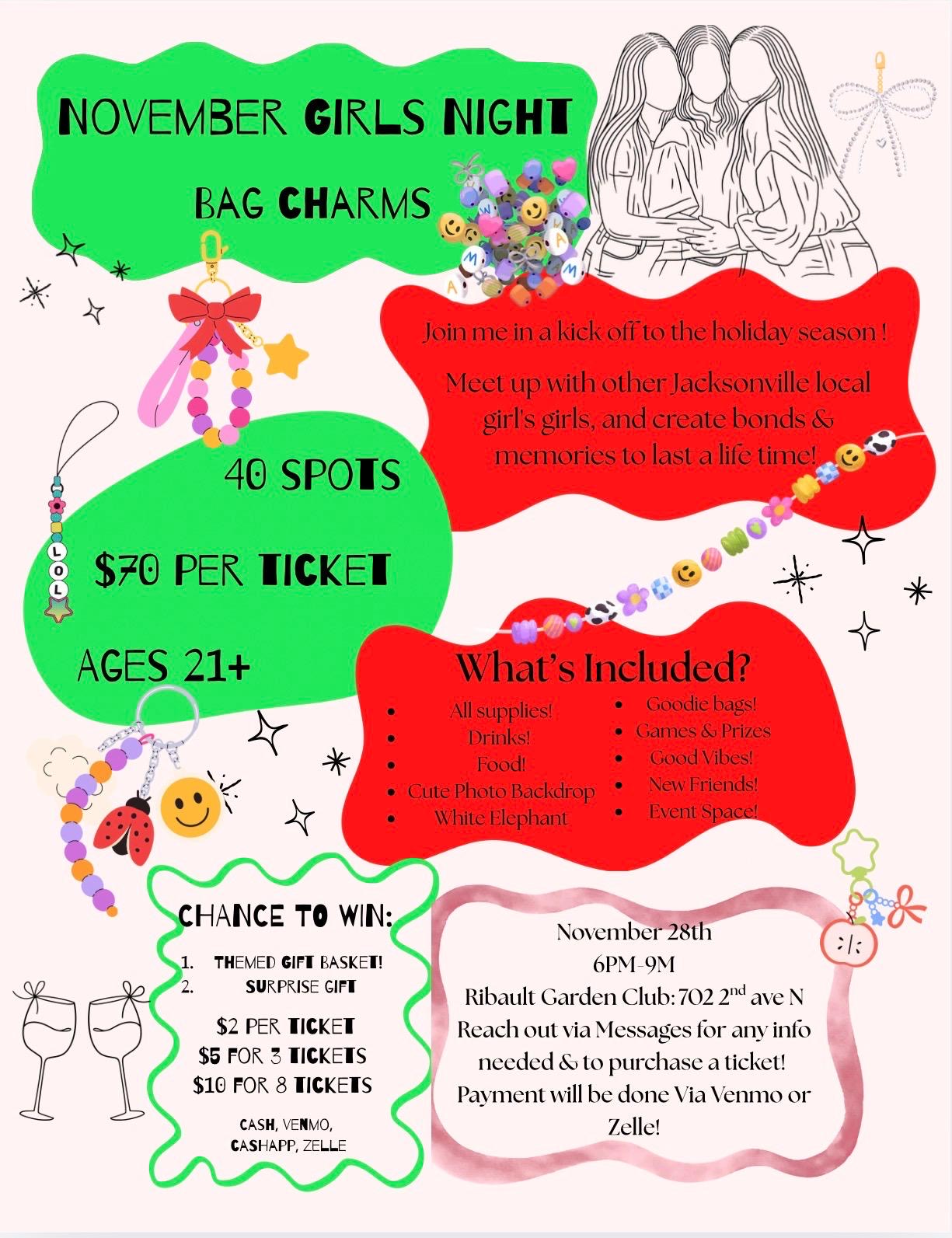 November Girls Night: Bag Charms flyer
